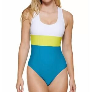 Calvin Klein Colorblocked Cross-Back One-Piece Swimsuit size‎ 8 new!!!!